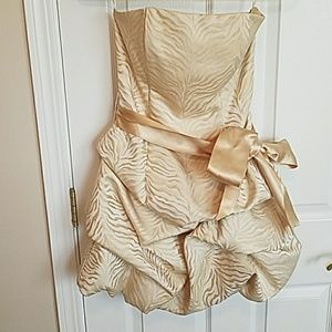 Jessica McClintock Gold Zebra Strapless Dress